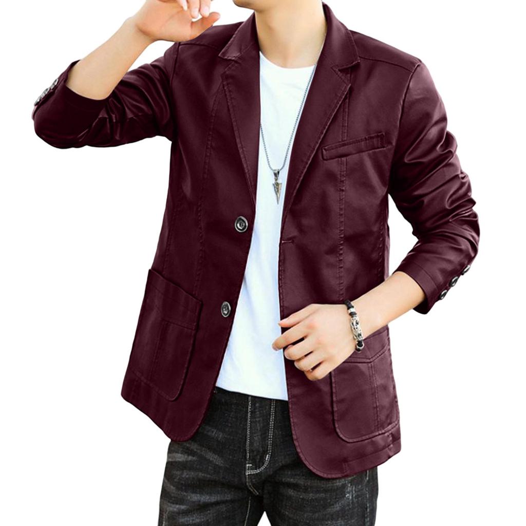Men's Leather Suit Collar Casual Leather Jacket