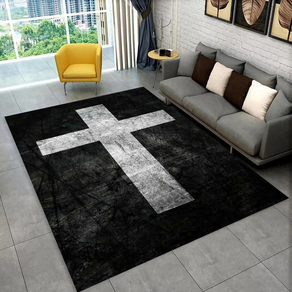 Holy Bible Cross Jesus Pray Area Rug,Carpet Rug for Home Living Room Bedroom Sofa Doormat Decor,kid Play Non-slip Floor Mat Gift