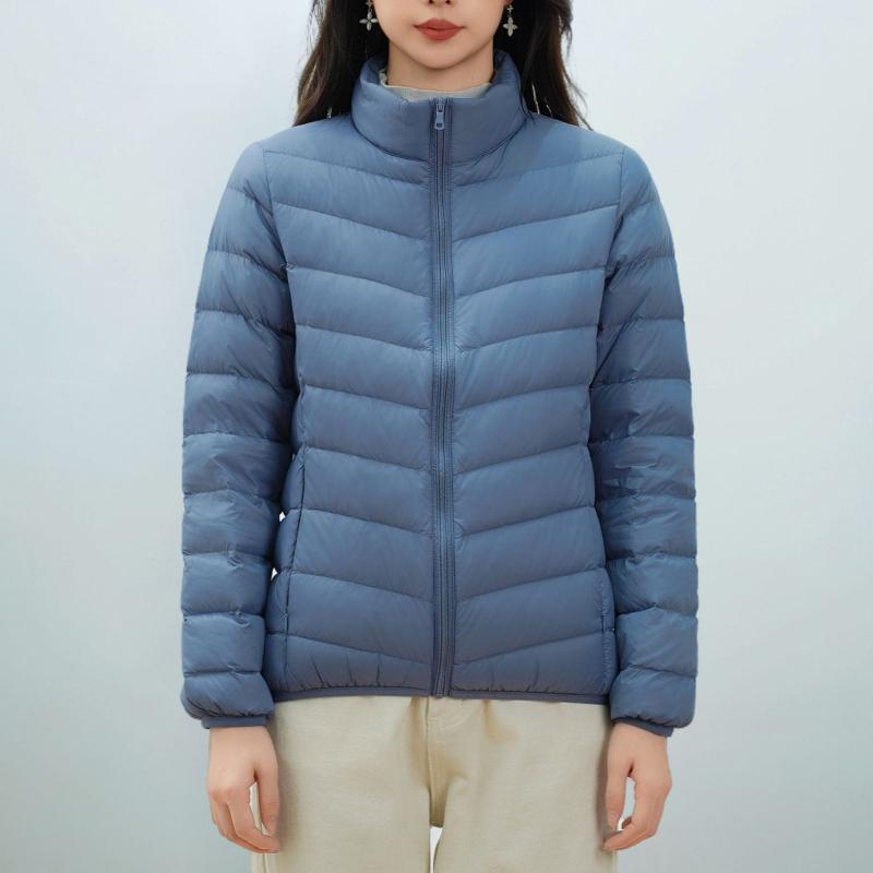 

Women s 90% Down Simple Solid Color Stand Collar Lightweight Down Jacket XXXXL синій