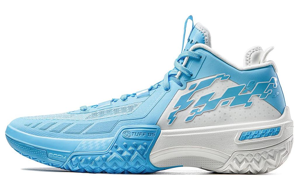 Li Ning Jie Ao Cushioning Slip Resistant Lightweight Rebound High top Basketball Shoes Men's Blue White ABFT035-1