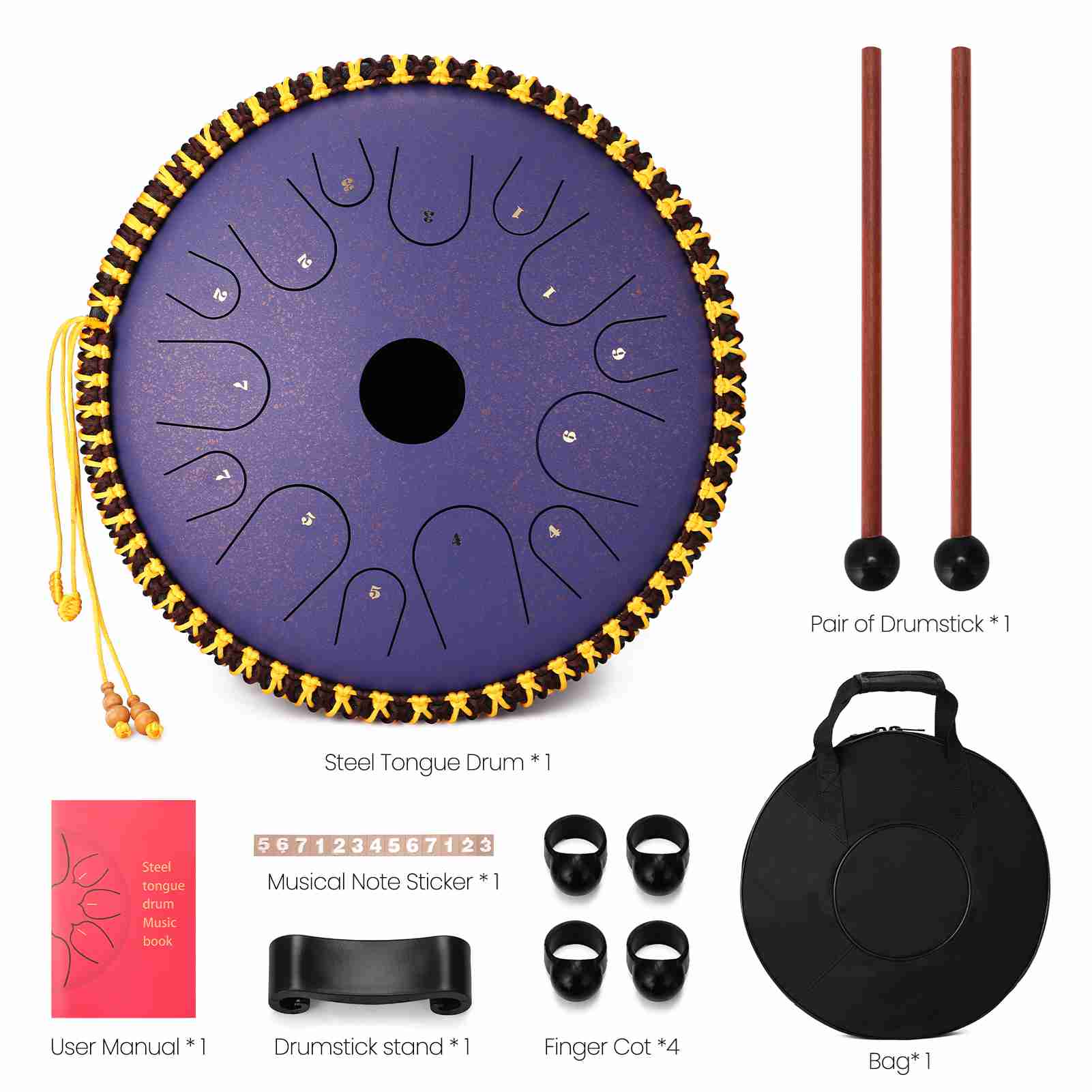 15.4in Steel Tongue 14 C Key Carbon Steel Hand Pan s Percussion Instruments with stick