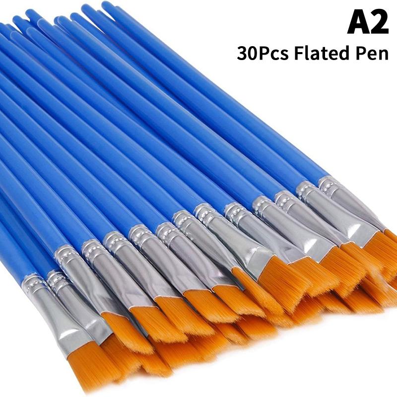 30/100Pcs Acrylic Painting Brushes Set Round Flat Hair Nylon Hair Paint Brush For Kid Artists Watercolor Oil Painting Brushes