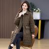 Women's Retro Argyle Cotton Mid-Length Winter Coat - Loose Casual Lapel Jacket