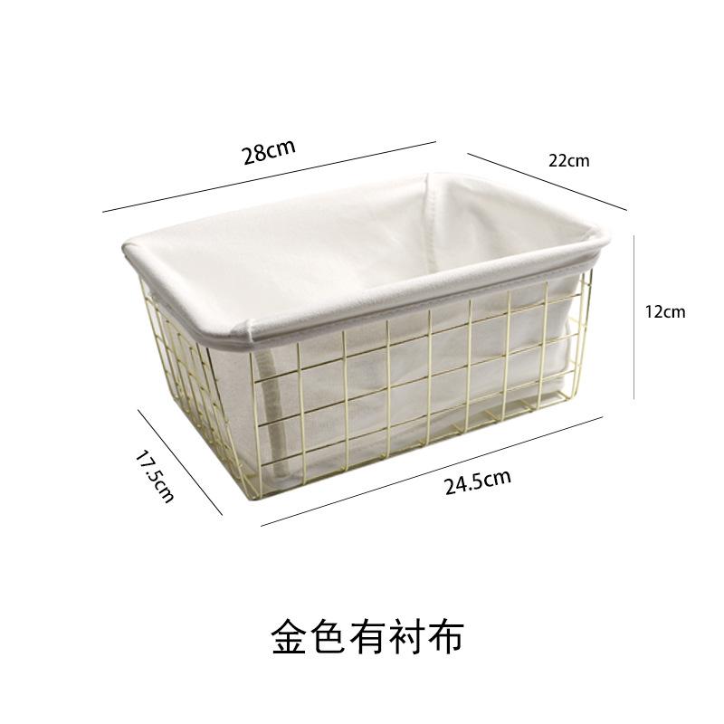 Direct supply Nordic rose gold storage basket, desktop snack wrought iron storage basket, multi-functional storage basket