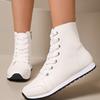 Women's Boots Lightweight Pu Leather Casual Shoes Side Zipper Women's Ankle Boots Lace Up Flat Bottom Boots Classic Women's Boot