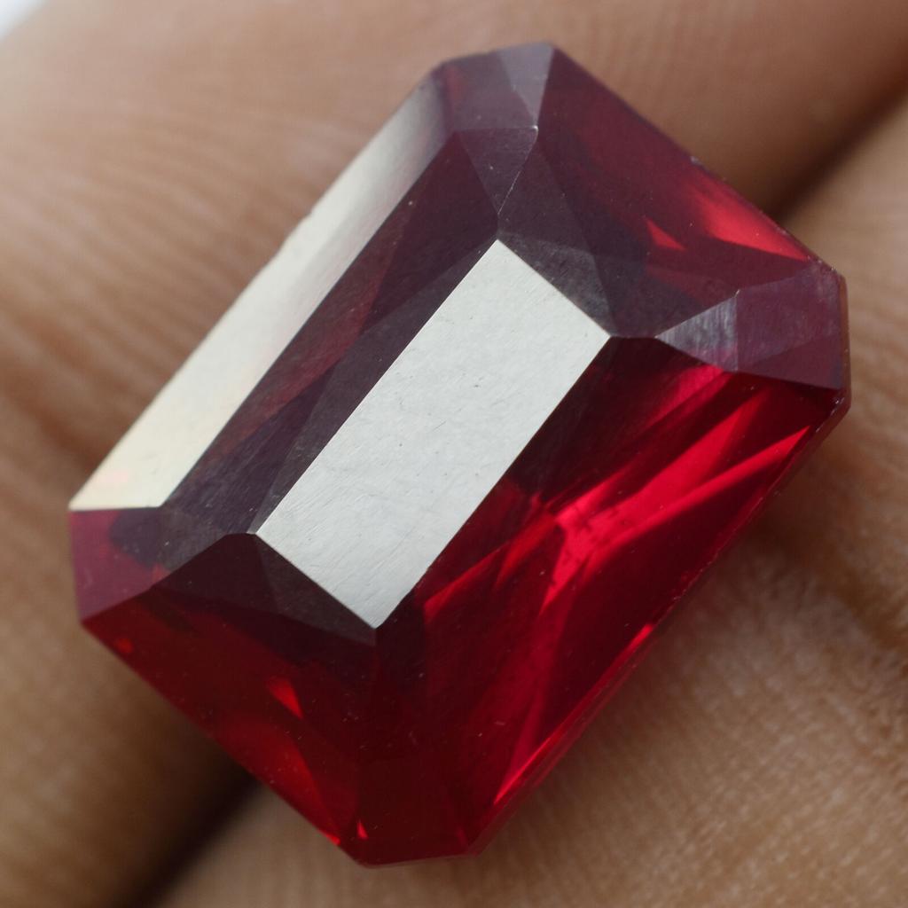 Natural Red Ruby Loose Gemstone 14.10 Ct Emerald Cut Earing Size for Jewelry Making and Crafts