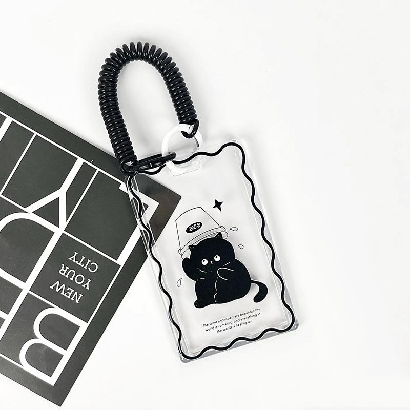 Kawaii Cat Transparent Acrylic Luxurious Photocard Holder Kpop Idol Card Protector Creative Bag Pendant Campus ID Storage Bags