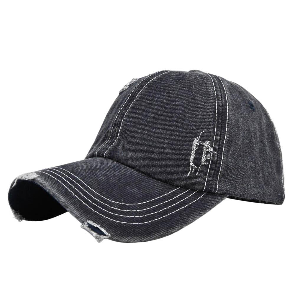 Baseball Retro Cap Denim Distressed Washed Old Solid Color Duckbill Hat Hat Sun