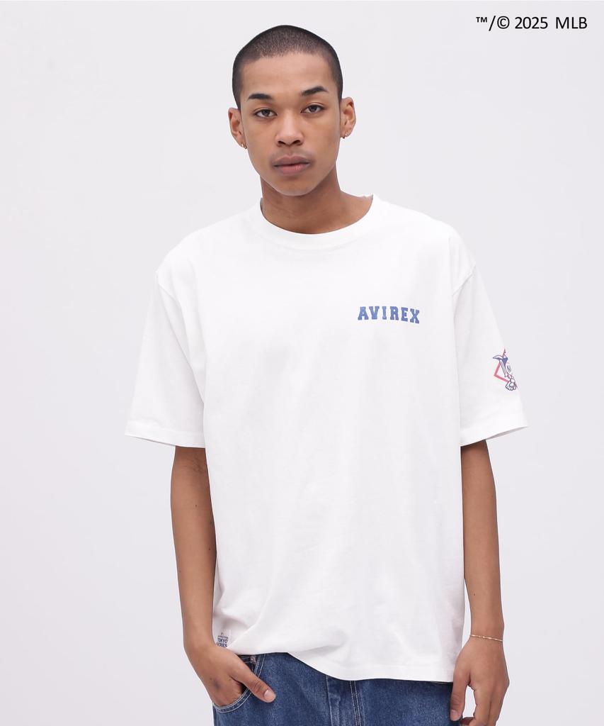 Avirex MLB TOKYO SERIES DODGERS T-SHIRT, Men's Short Sleeve T-Shirt, Size 2XL, Off-White, 033, 783-5134057