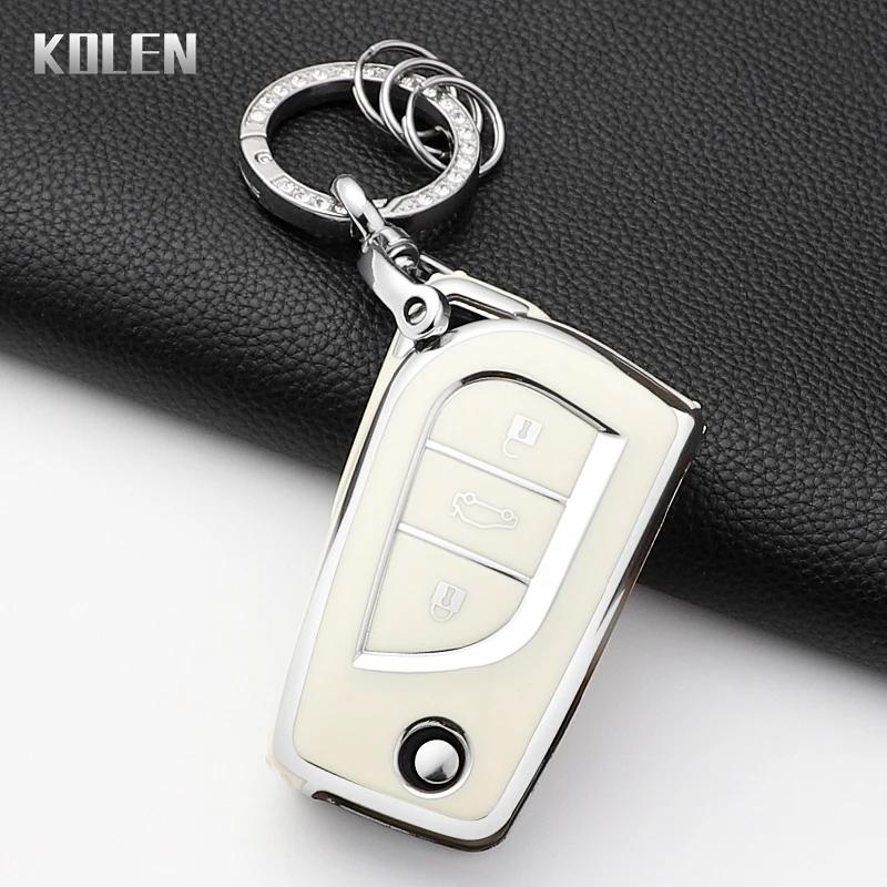 For Toyota Aygo Yaris Highlander Camry Rav4 Corolla Land Cruiser Prado Fashion Tpu Car Key Case Cover Protected Keychain Fob Bag