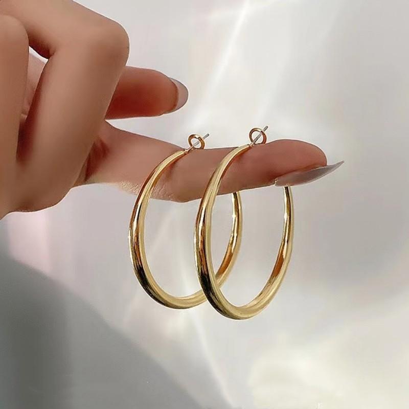 Earrings Silver Needles Fashion Frigid Wind ins Earrings Women's Exaggerated Atmospheric Earrings Large Circles Circles