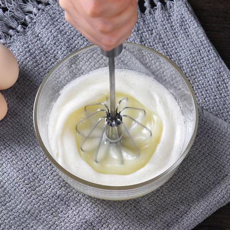 Stainless Steel Semi-Automatic Egg Beater and Whisk for Baking