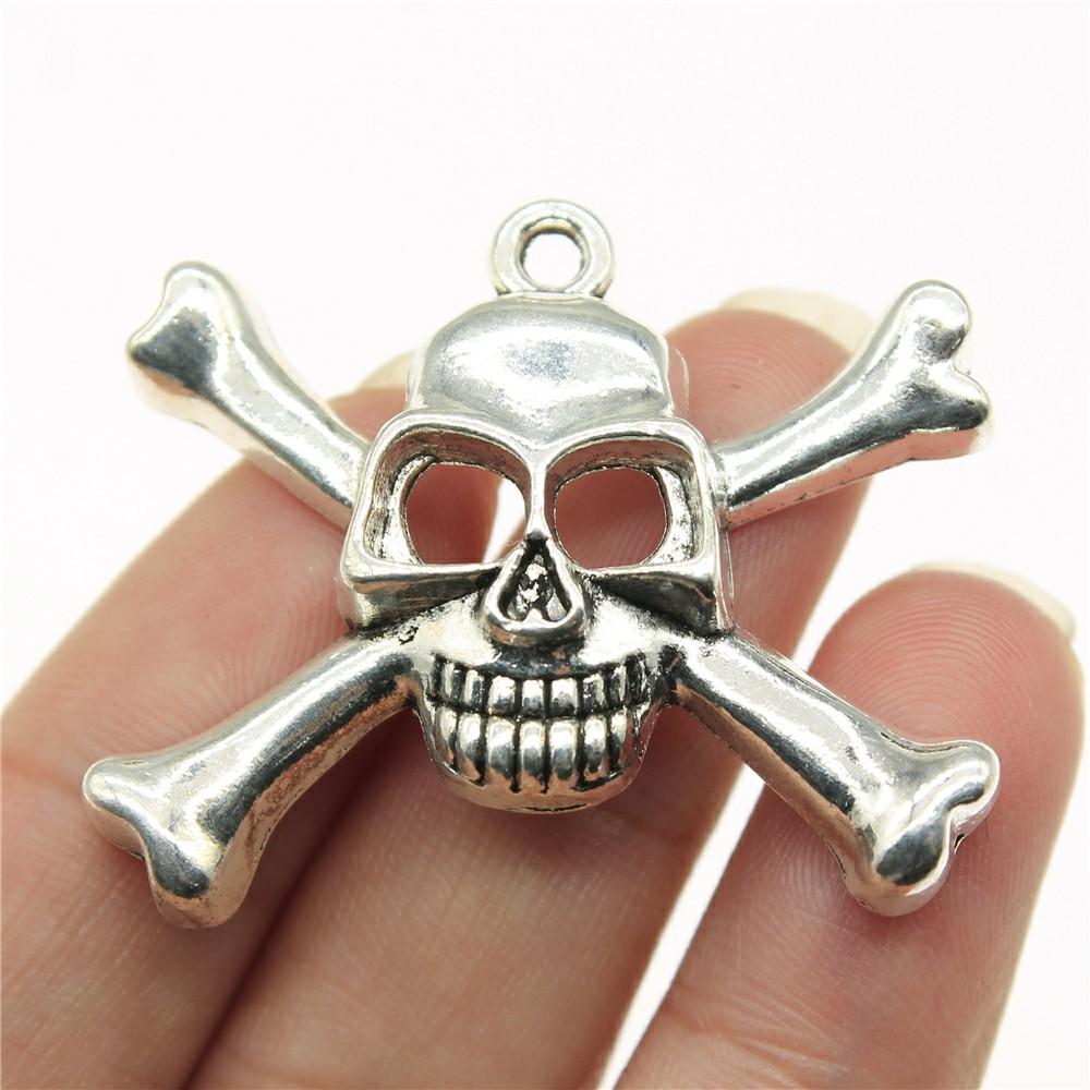 2 Stück Anhänger Totenkopf DIY Schmuckzubehör Für Schmuckherstellung Antik Silber Farbe Todes Totenkopf Anhänger Blumen Totenkopf Anhänger