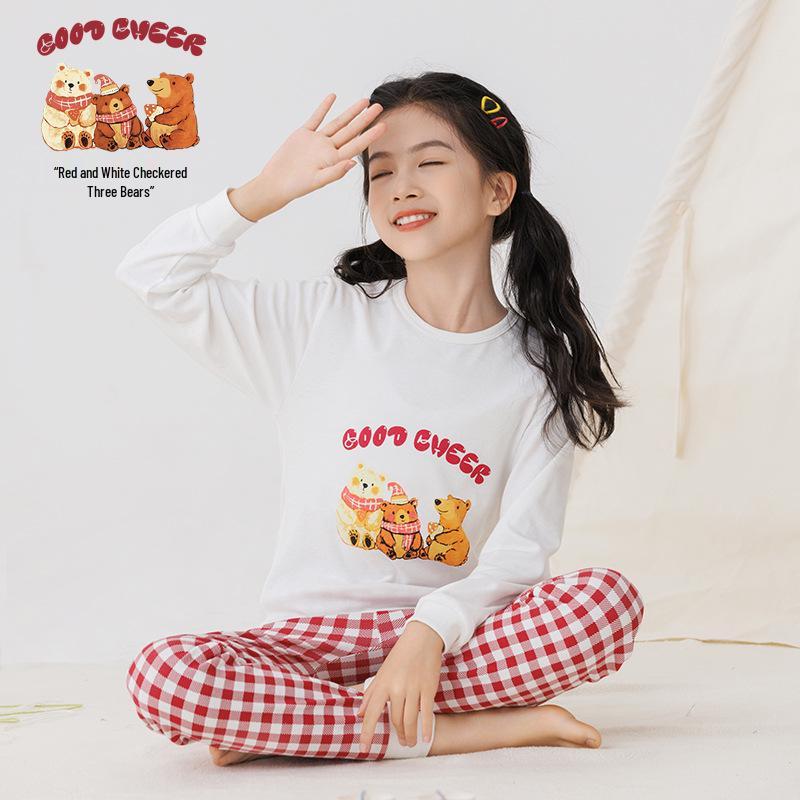 2025 Warmer Baumwoll-Pyjama-Set für Kinder im Herbst - Langarm-Unterwäsche und Raglan-Homewear für Jungen und Mädchen