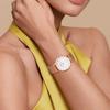 BUREI Analoge Quarzuhr mit wasserdichtem Netz, stilvoll und beliebt für den Weg zur Arbeit, schlank und leicht, Rosé-Edelstahl-Armband für Damen, Freizeit, Schule,