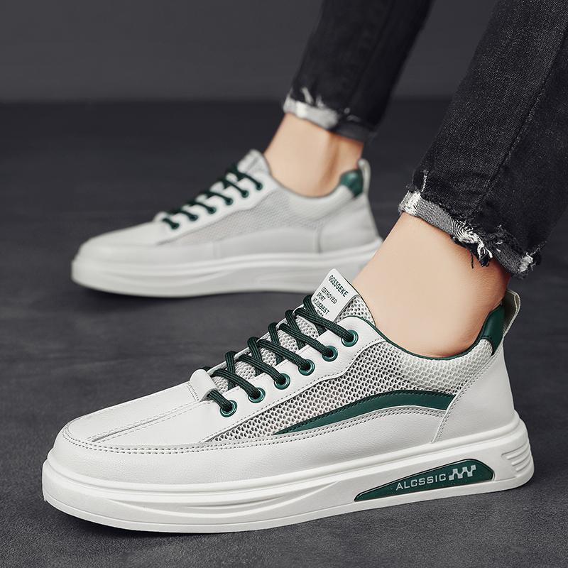 Fashion 2025 Men's New Spring Summer Mesh Shoes Casual Sports Shoes Soft Bottom round Toe Flat Heel Breathable White Trendy Shoes