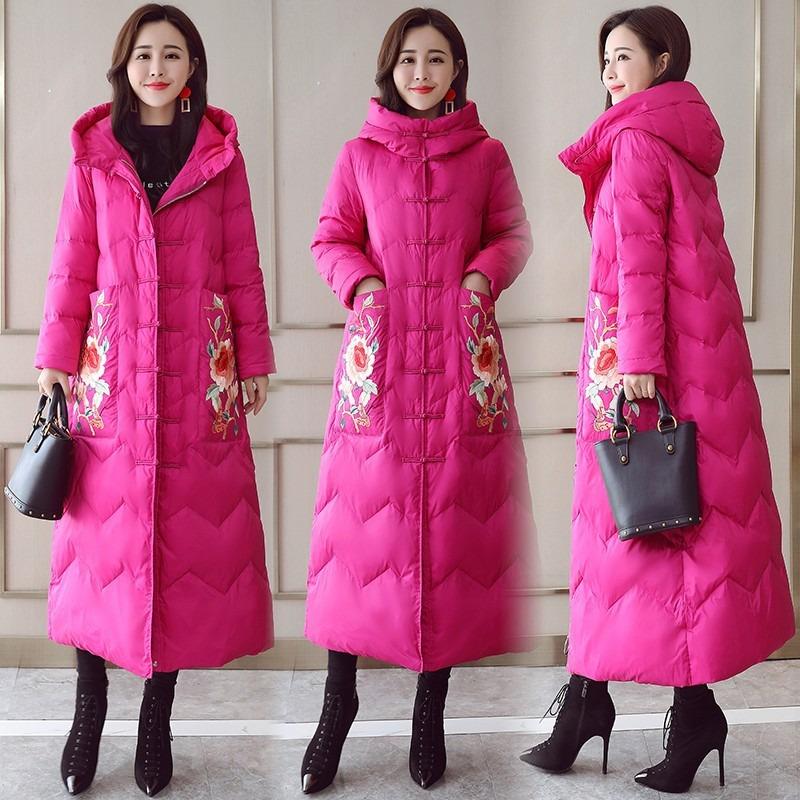 

Женская средняя и длинная одежда с хлопковой набивкой, новые вышитые куртки с накладками на коленях, средняя одежда с хлопковой набивкой, утолщенная зимняя одежда. XXXL белый