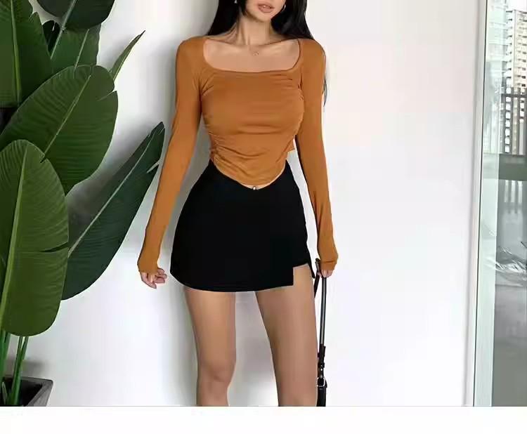 Women's Black Skirt: 2025 Spring/Summer Sexy Slit Suit, Anti-Exposure, Pure Desire Short Hip Skirt