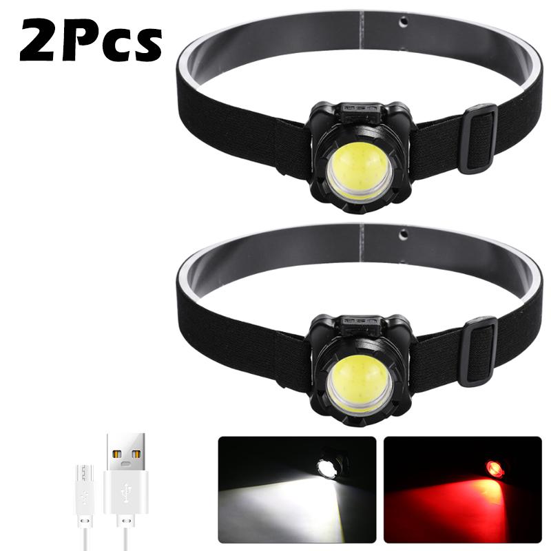 COBLED Headlight Built-in 1200mah Battery USB Rechargeable Outdoor Portable Torch Headlamp Waterproof Fishing Camping Light