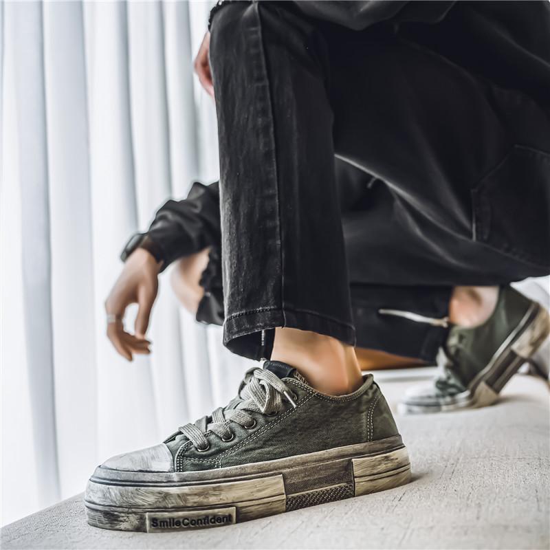 Black Four Seasons Men's Cloth Shoes Fashionable retro Make dirty style Leisure Outdoor Party Street walking youth shoes