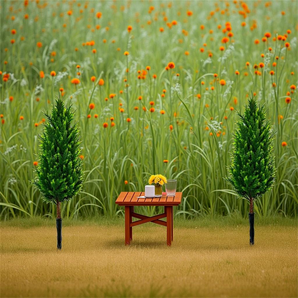 Arbori Topiari Artificiali de Cedru cu Țepușă de Sol, Arbuști Falsi Rezistenți la UV, Arbuști Artificiali, Plante Falsificate Pentru Exterior Interior, Pridvorul din Față, Grădină