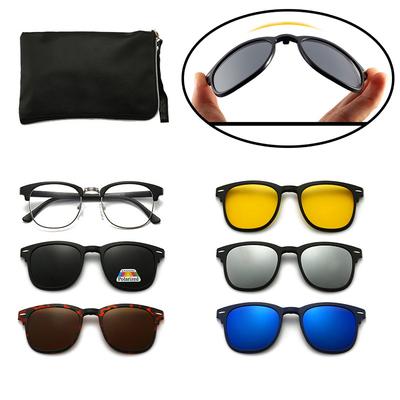 Sunglasses Men Women 5 In 1 Magnetic Clip On Glasses Optical Prescription Eyeglass Frames Magnet Clips
