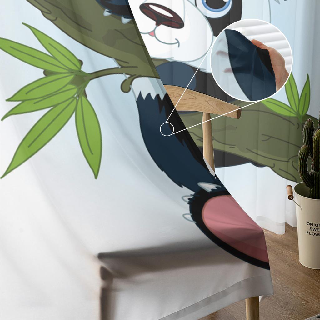 Djur Söt Panda Bambu Tecknad Tyll Fönsterbehandling Skira Gardiner för kök Vardagsrum sovrummet Gardiner Dekoration