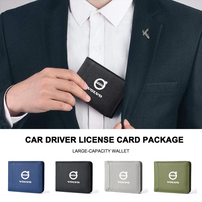 Car Driver License Holder Leather Credit Card Wallet Cover For Volvo ES90 EC40 EX40 EM90 XC90 V90 V60 XC60 V40 S80 S60 S90 C40