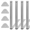 4x Height Adjustable Table Leg Brushed Nickel 710 mm