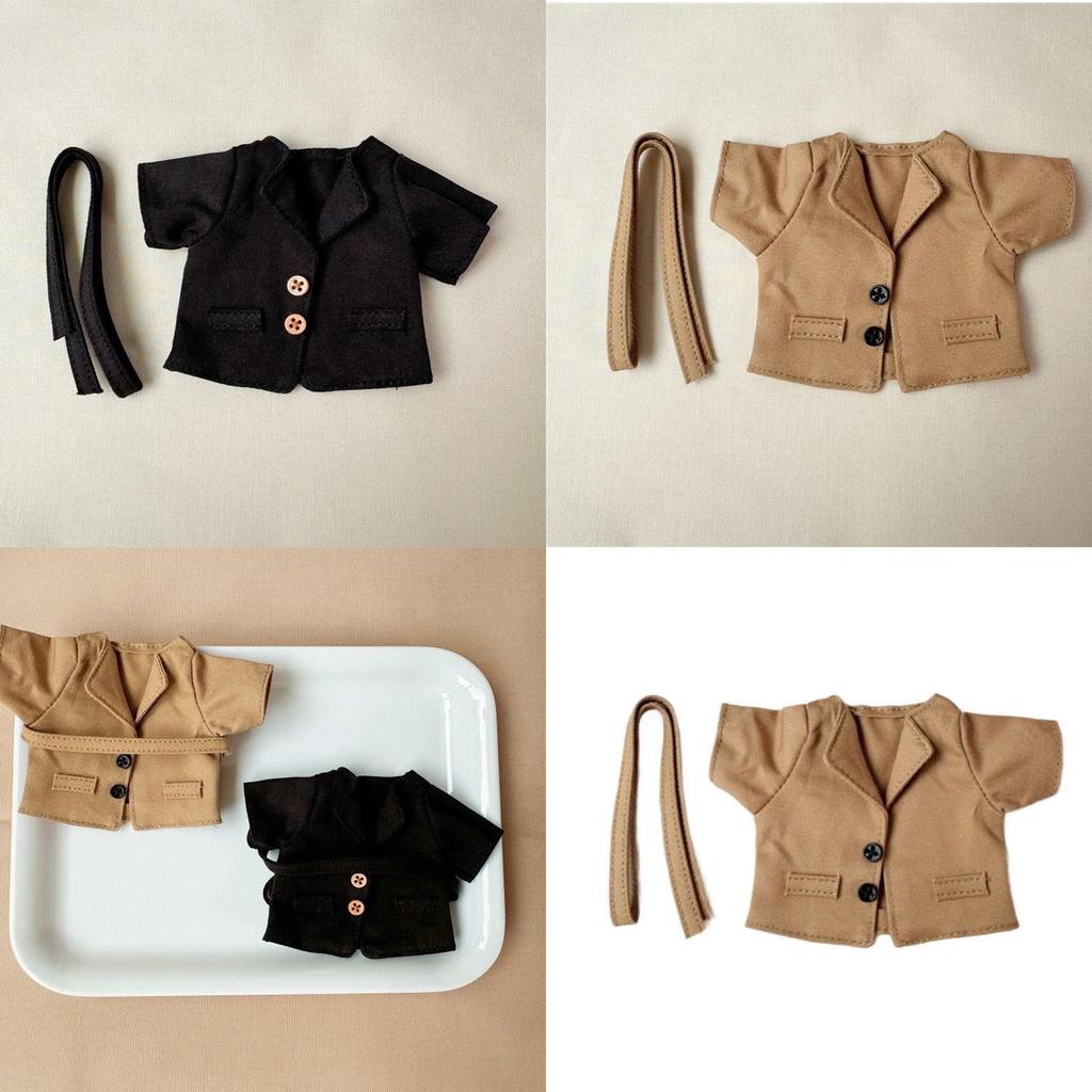 Plush Toy Clothing - Trench Coat - Retro Style Long Coat for 10cm-15cm Plush Toys - Miniature Outfit - Dress-up for Fans - Beige [Item]