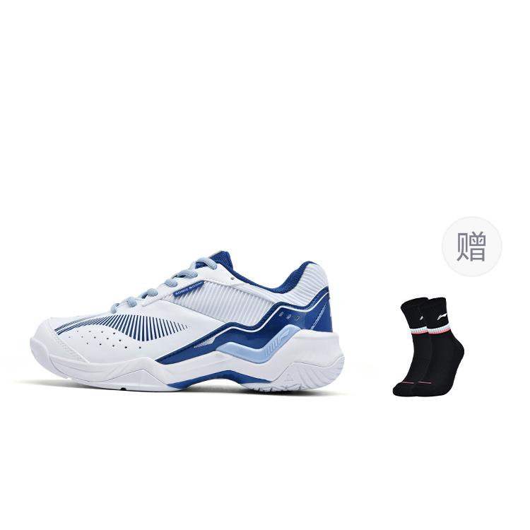 Li Ning Thunder Sonic Boom Cushioning Slip Resistant Abrasion Resistant Low top Badminton Shoes Unisex White Blue AYTV005-1
