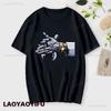 CAMARÓN Graphic Print Tops Stylish Men's T-shirt Fun Novelty Short Sleeved Streetwear Cotton Retro Trend Cool Street T Shirts