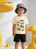 2026 Summer Boys' Cartoon Print Short-Sleeve T-Shirt - European & American Style, Round Neck Sportswear for Kids.