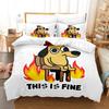 3D Anime Bed Sheet Sets This Is Fine Dog Bedding Set Single Twin Full Queen King Size Bed Set Adult Kid Bedroom Duvet Cover Sets