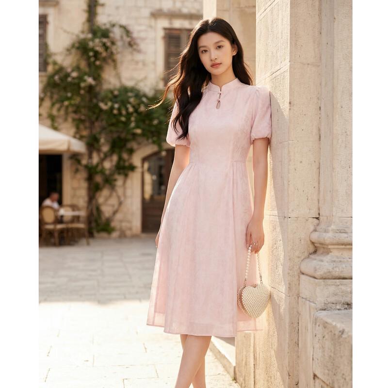 Chinese Style Stand-Collar Knot Button Dress L