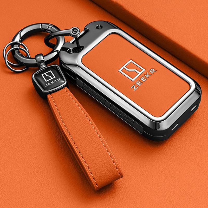 Zinc Alloy Car Key Case For Zeekr 8X  9X  Keychain Remote Protection Cover Shell Housing Ring Holder Fob Accessories