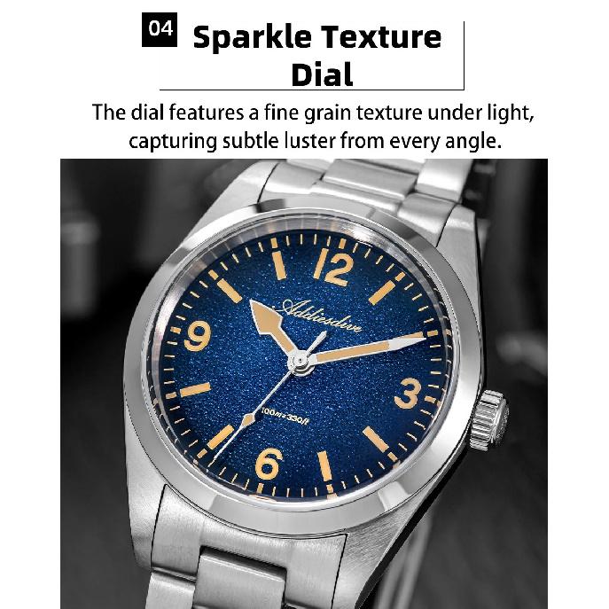 ADDIESDIVE Men’s Waterproof Quartz Watch AD2544 316L Stainless Steel C3 Retro Luminous Sapphire Fashion 37MM Wristwatch For Men