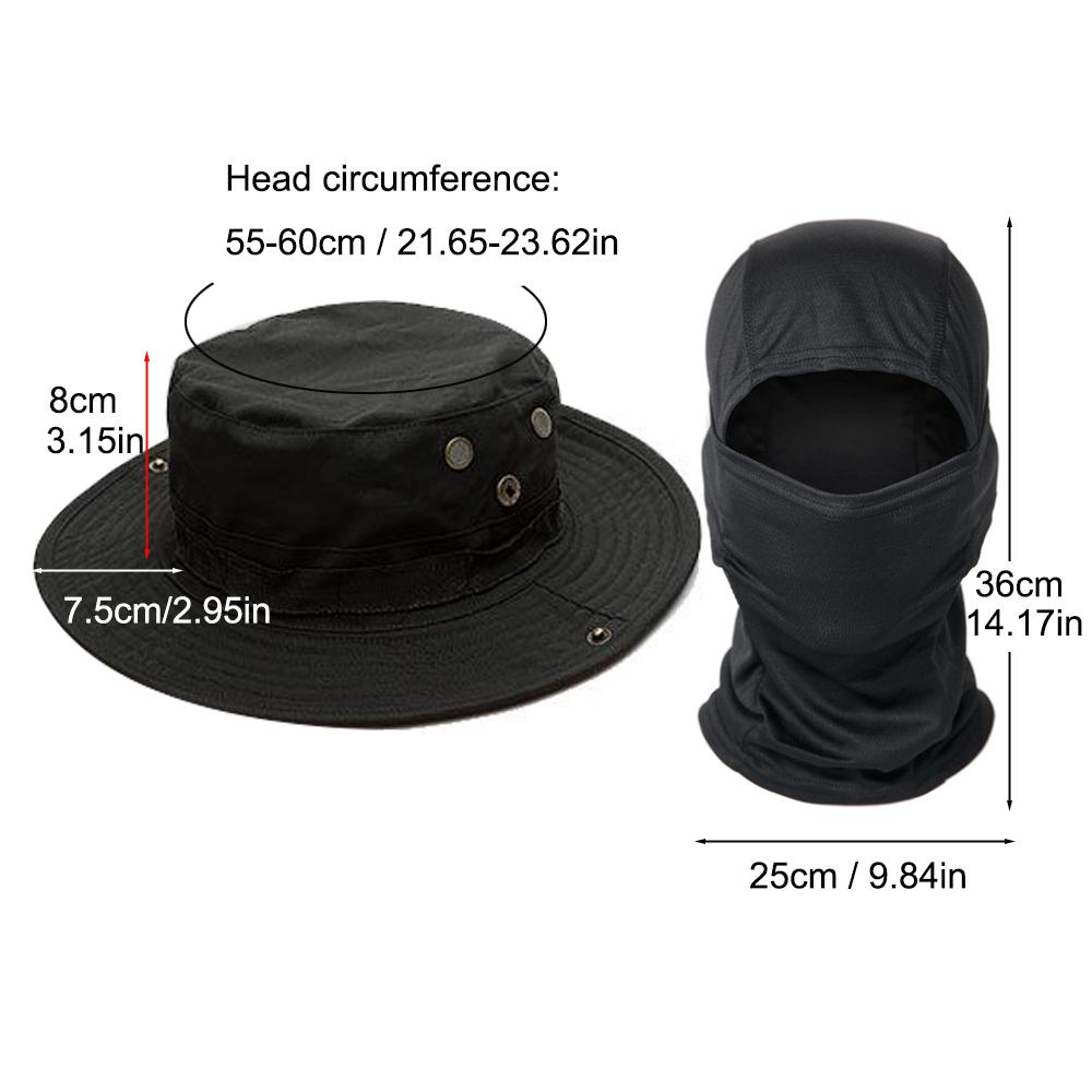 2-Pack Wide Brim Sun Hat & Balaclava Set, Men's Boonie Cap for Fishing, Hiking, Camping, UV Protection Outdoor Gear