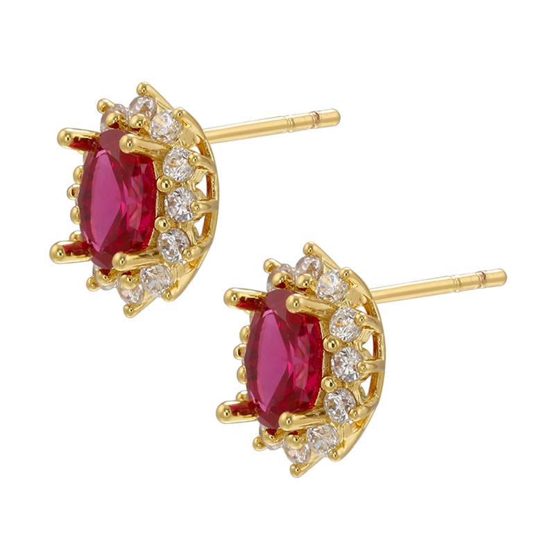 ZHUKOU oval stud earrings for women Multicolor Cubic Zirconia Piercing earrings fashion romantic stud earrings VE734