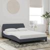 VidaXL Bed Frames with Headboard, Upholstered Bed with Slatted Base, Double Bed with Bedroom Footboard, Dark Grey 120x200 373153