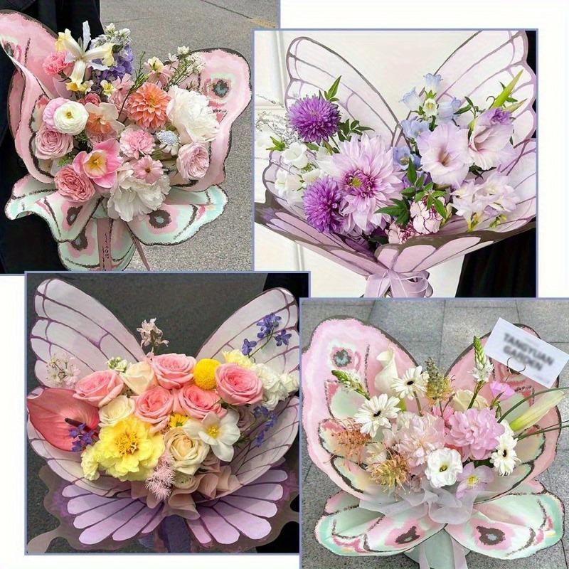 20 Stück Schmetterlings-Blumen-Geschenkpapier Premium-Verpackungsbögen für Blumensträuße für Blumengeschäft Hochzeitsfeier Dekoration Zubehör