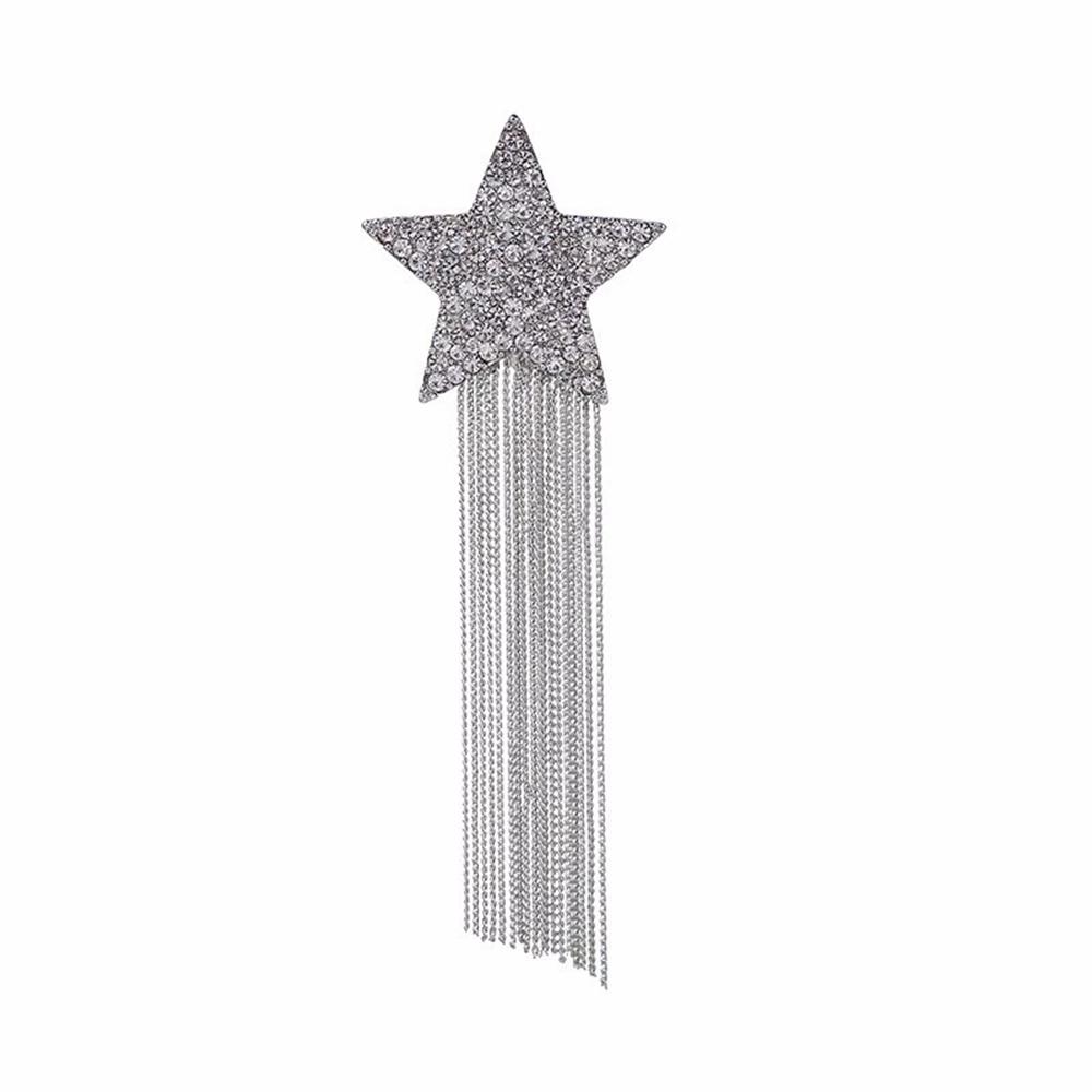 

Subtle Design Sense Rhinestone Star Tassel Brooch High-end Female Personality Temperament Chest Flower Accessory серебряный