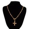 IngeSight.Z Exquisite Vintage Juses Cross Pendant Men Necklace Trend Classic Imitation Pearl Choker Women Punk Party Jewelry