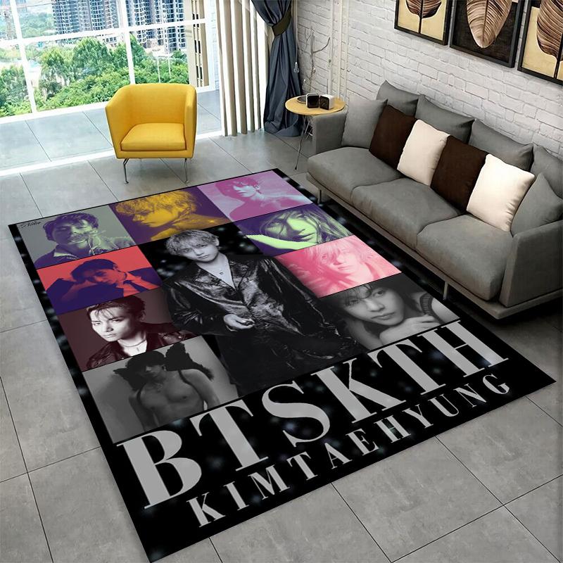 Kpop B-BTS Kim Tae Hyung V Carpet Rug for Playroom Bedroom Living Room Sofa Home Decor,kids Area Rug Non-slip Floor Mat Gift