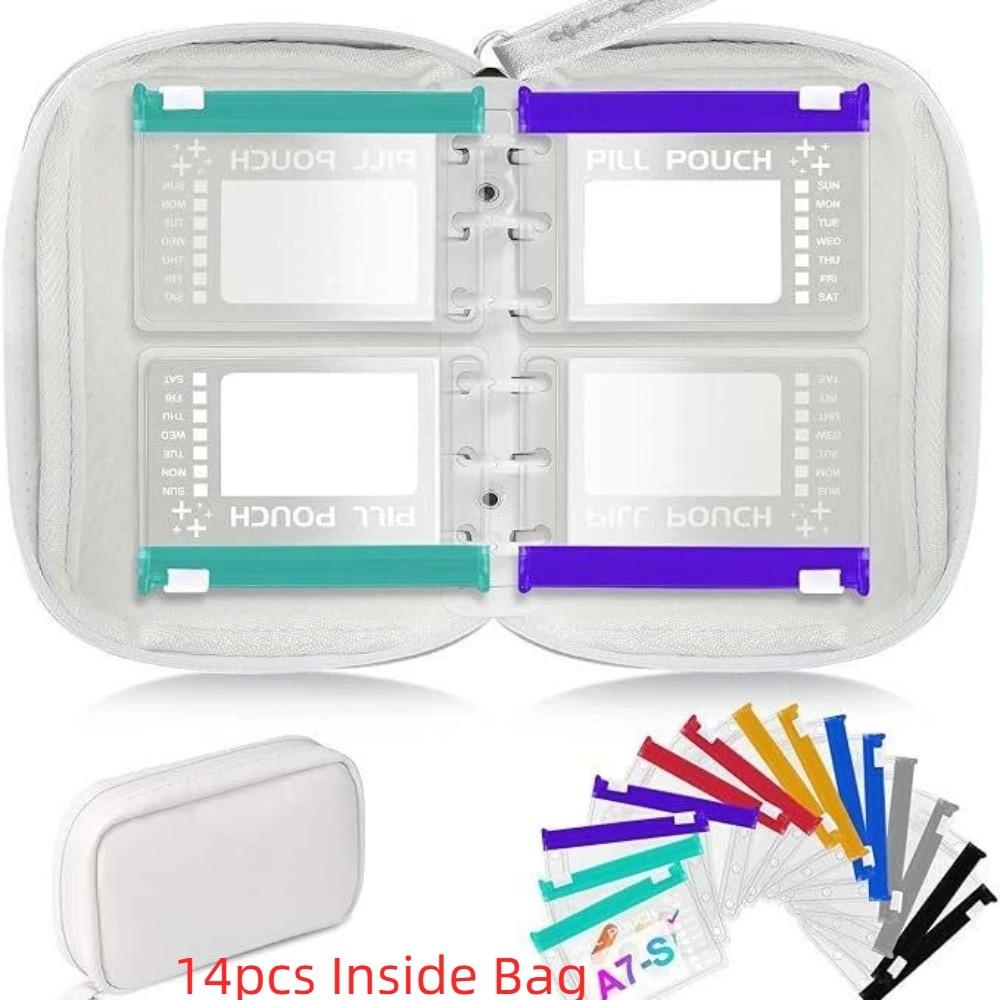 7/14PCS Portable Waterproof Pill Pouch Set Leakproof Zippered Pouches 7-Day Pill Organizer Moisture-proof PU Leather