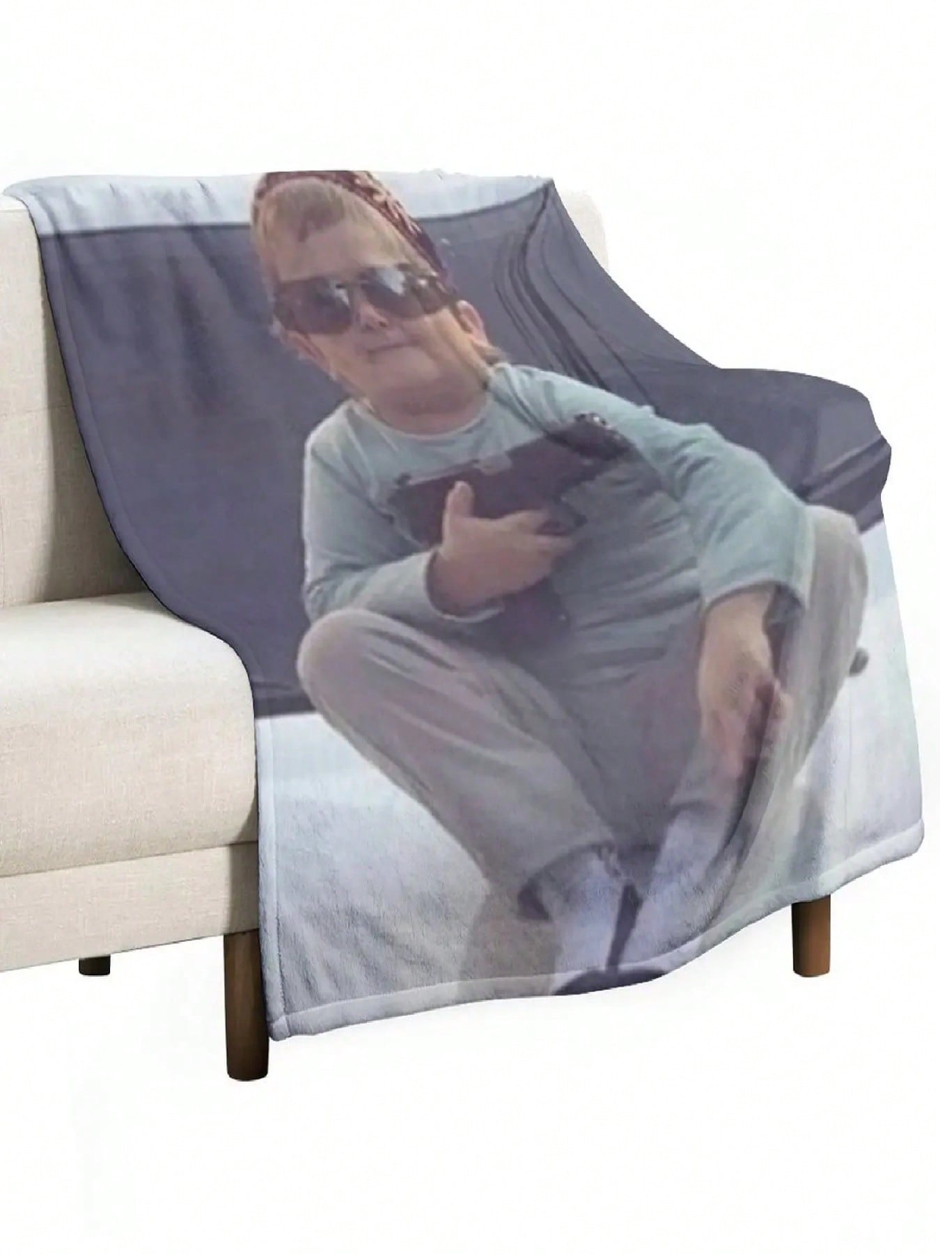 Hasbulla Gun Throw Blanket Designer Blankets Nap Blanket Stuffed Blankets#Color_black,Size 75X95CM серый