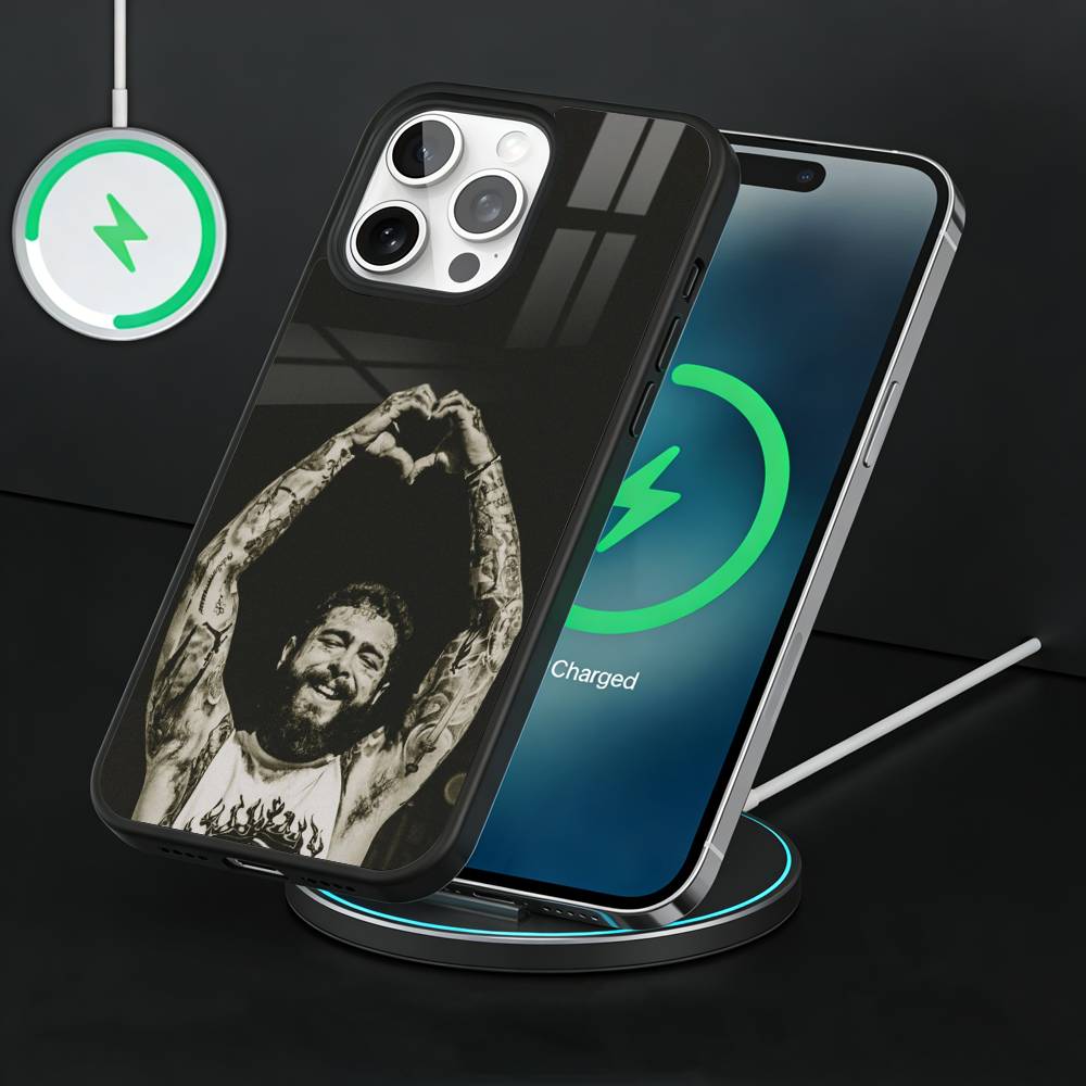 Pop King P-Post Malone Phone Case For iPhone17,16,15,14,13 Plus,Pro Max Magnetic For Magsafe Wireless Charging