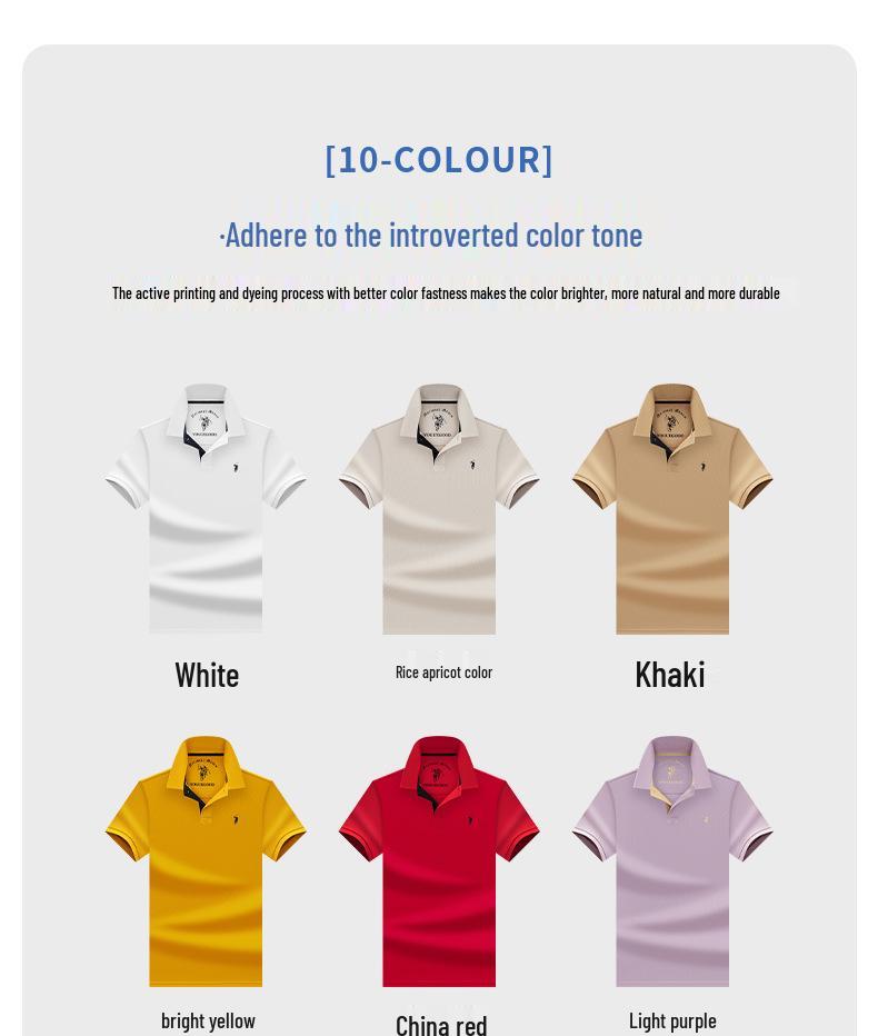 Mercerized Cotton Polo Shirt: Men's Summer Short Sleeve with Small Pony Logo