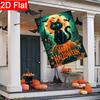 2D Flat - 2D Flat Halloween Pumpkin Black Cat Garden Flag - 4-28 X 40 Inch Outdoor Garden Flag, Double-Sided Home Decoration Courtyard Decoration Lawn