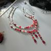 Creative Halloween Blood Imitation Pearl Beaded Necklace, Wind Red Imitation Crystal Fringed Necklace